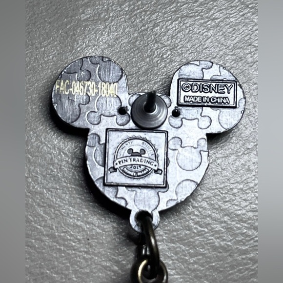Disney Parks Black and Gold Mickey Icon Head with Tassel Dangle 2017 Disney Pin - Picture 4 of 5